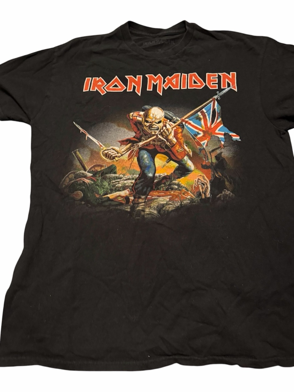 Iron Maiden Black Graphic Band Tee - Eddie Front Print